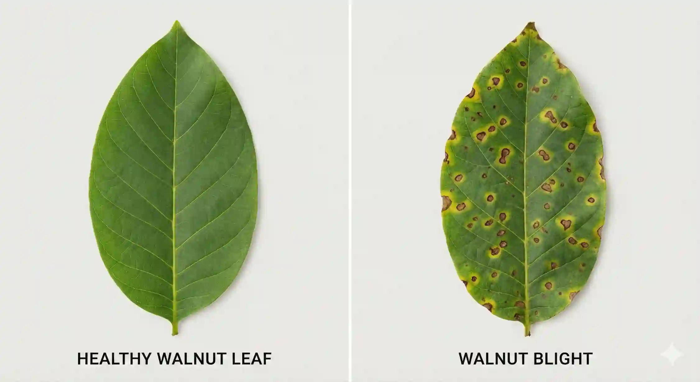 مقایسه برگ سالم و برگ آلوده به باکتری زانتاموناس با هاله زرد رنگ.